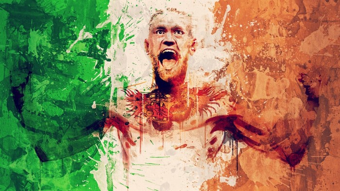 Conor McGregor painted with Irish flag colors