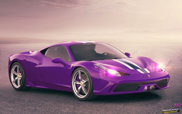 Purple Ferrari 458 with White Stripes