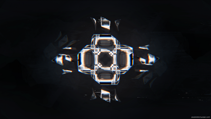 Abstract geometric light fixture with glitch art effect