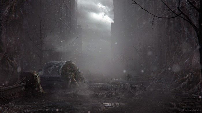 The Upside Down from Stranger Things in mist