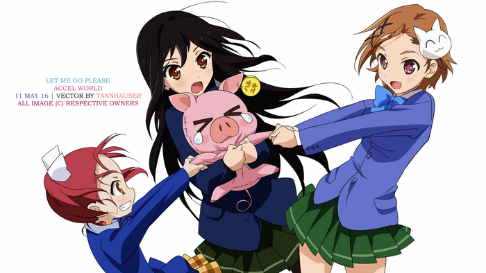 Chiyuri Kurashima, Kuroyukihime, and Kouzuki Yuniko from Accel World