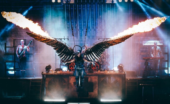 Rammstein concert performance with Till Lindemann and pyrotechnics