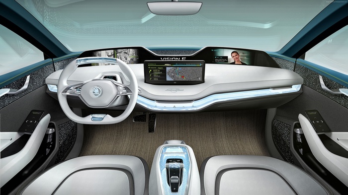 Interior of Skoda Vision X electric car