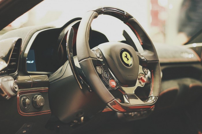 Ferrari steering wheel and dashboard