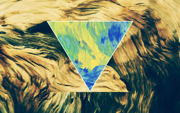 Abstract painting with triangle overlay