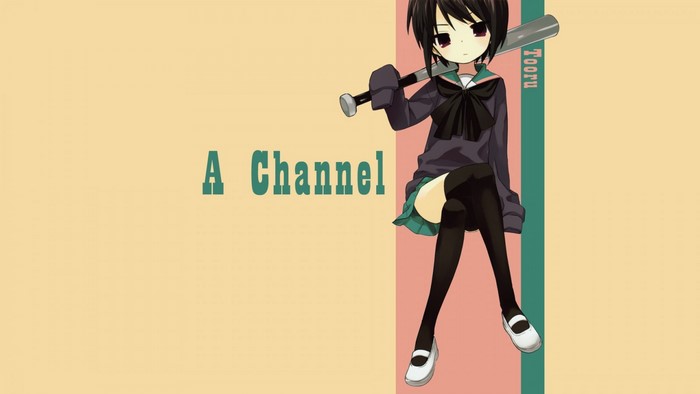 Tooru Ichii from A Channel holding a baseball bat