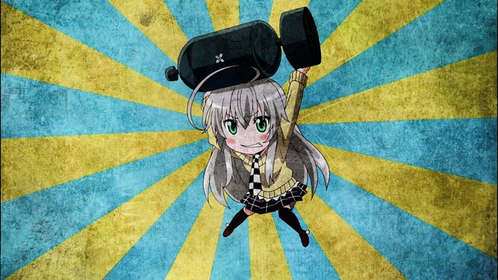 Nyaruko from Haiyore! Nyaruko-san holding a weapon