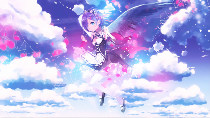 Rem from Re:Zero with Wings in the Clouds