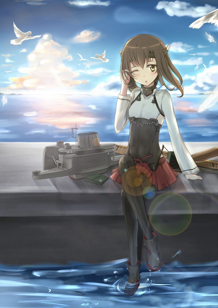Taihou from Kantai Collection sitting by the water