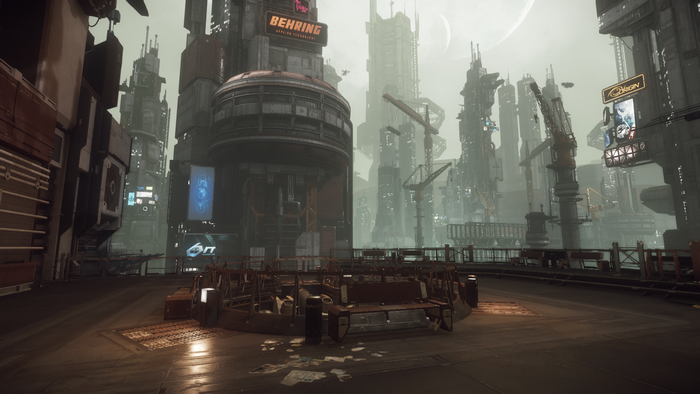 Star Citizen Behring and Origin cityscape