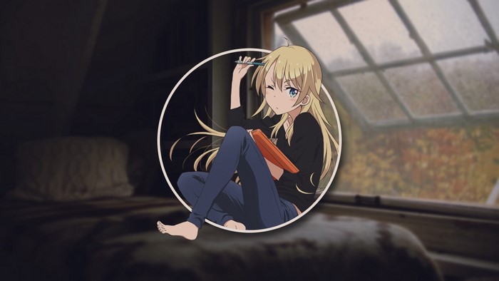 Aoba Suzukaze from New Game! sitting by a window