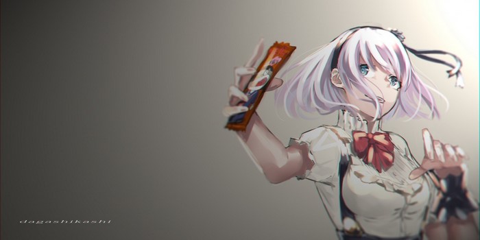 Hotaru Shidare from Dagashi Kashi holding a snack
