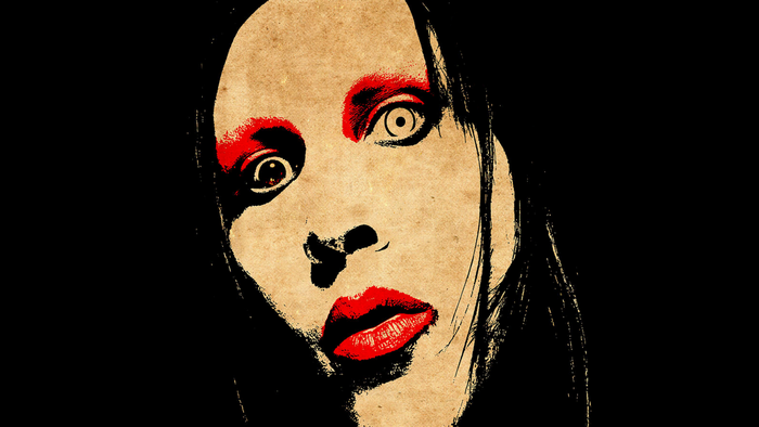 Marilyn Manson portrait with red makeup