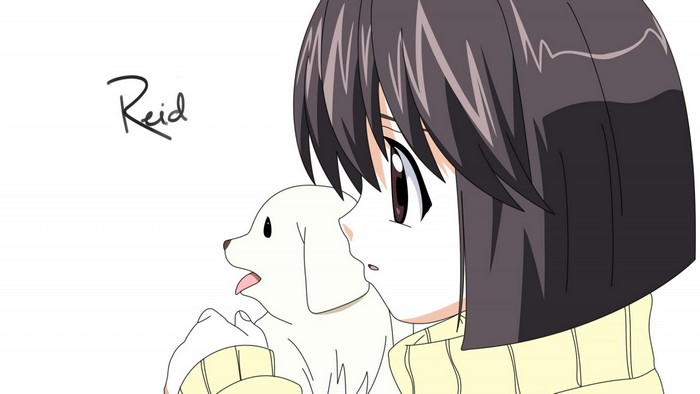 Mayu from Elfen Lied with a dog