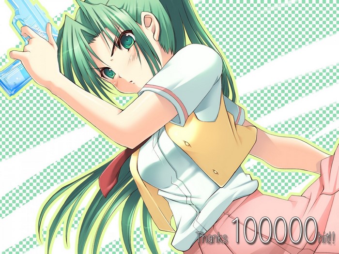 Sonozaki Mion from Higurashi No Naku Koro Ni holding a water gun