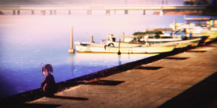 Takanashi Rikka from Chuunibyou demo Koi ga Shitai! sitting by the water