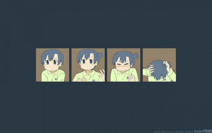 Yuuko Aioi from Nichijou in four panels