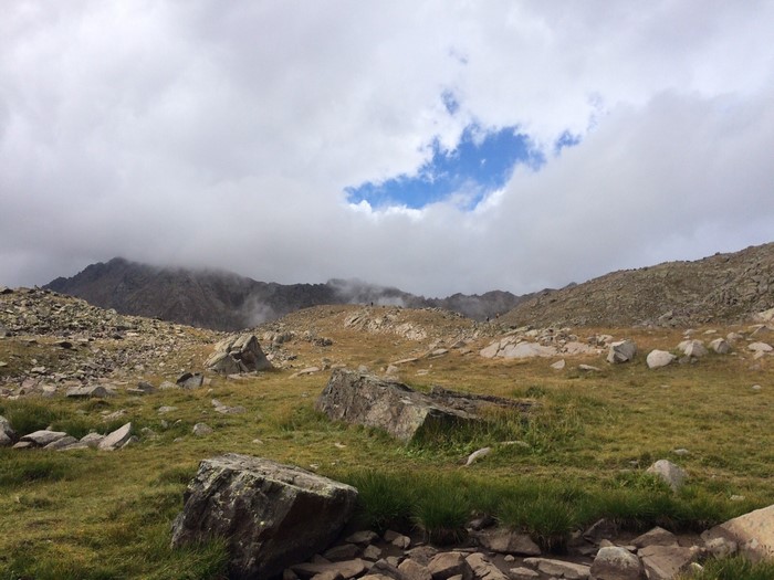 Rocky mountain landscape with clouds