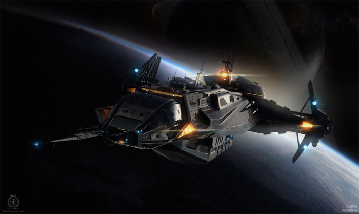 Anvil Carrack spaceship from Star Citizen in space
