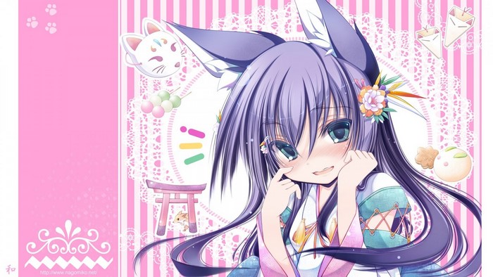 Anime girl with purple hair and fox ears