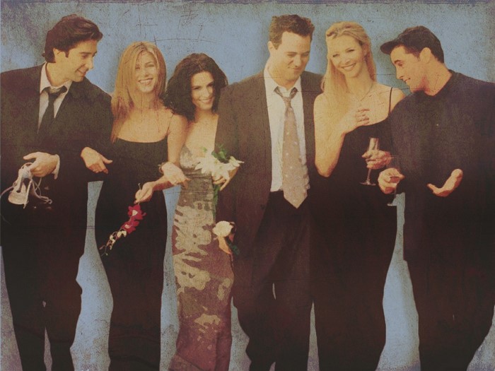 The cast of Friends in formal attire