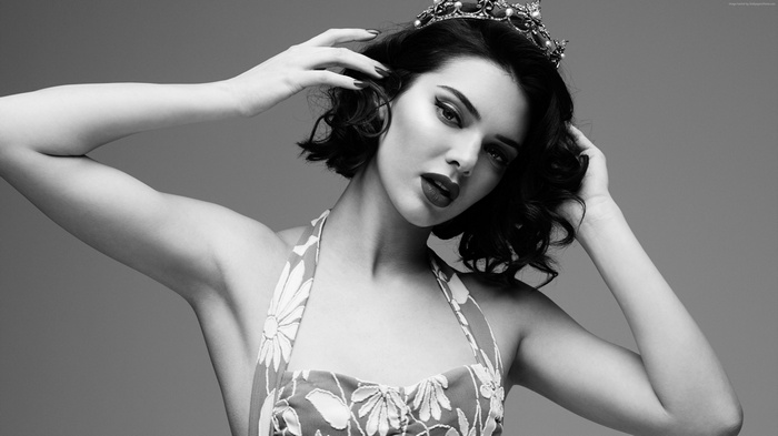 Kendall Jenner wearing a crown and dress