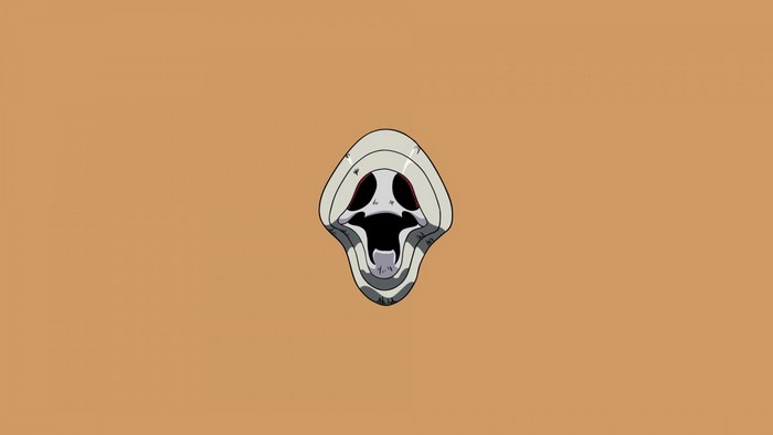 Scream mask illustration on orange background