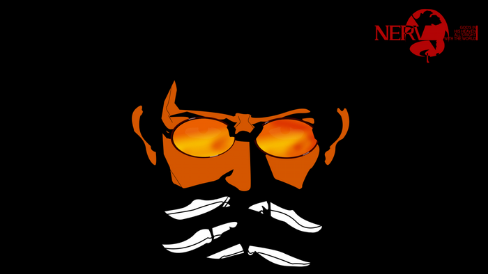Ikari Gendo from Neon Genesis Evangelion with NERV logo