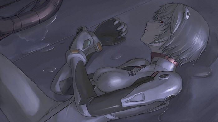 Rei Ayanami from Neon Genesis Evangelion lying down