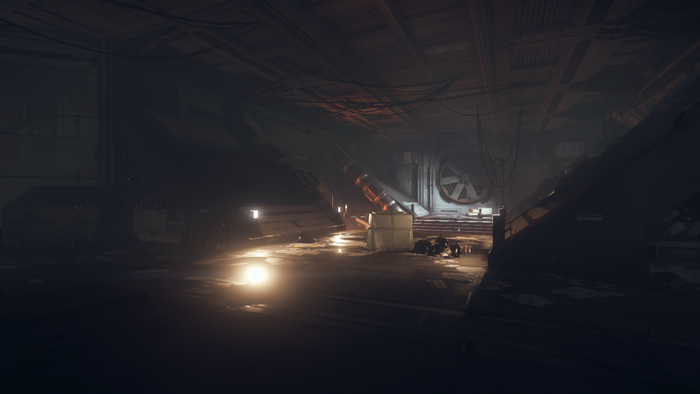 Star Citizen screenshot of a dark industrial interior