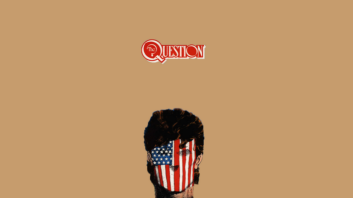 The Question logo with American flag face
