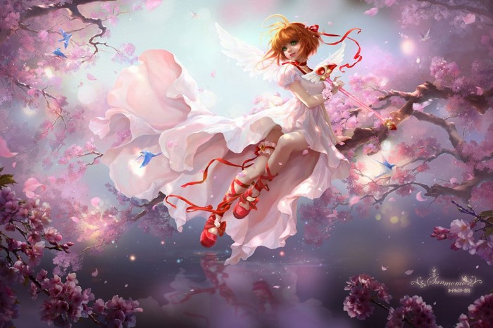 Sakura Kinomoto from Cardcaptor Sakura with wings