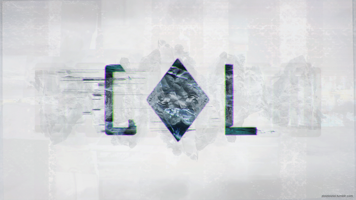 Glitch art text "COL" with ice crystal diamond