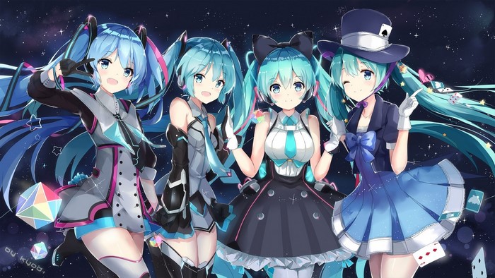 Hatsune Miku and friends in magical outfits