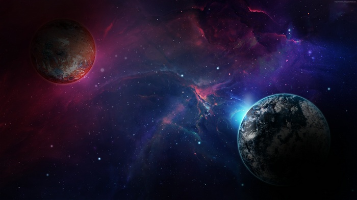 Planets in a colorful galaxy 4K