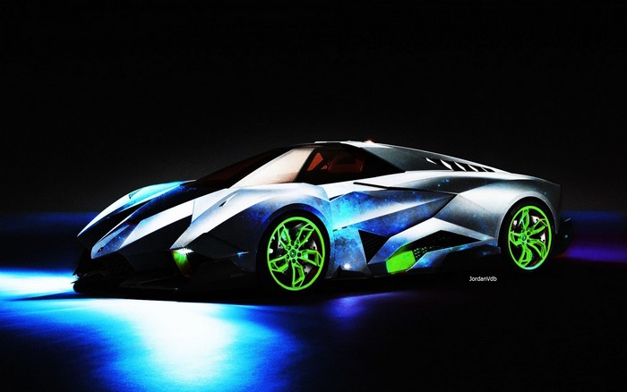 Concept Lamborghini sports car with galaxy paint