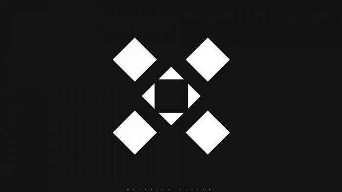 Minimalist geometric logo with squares and triangles