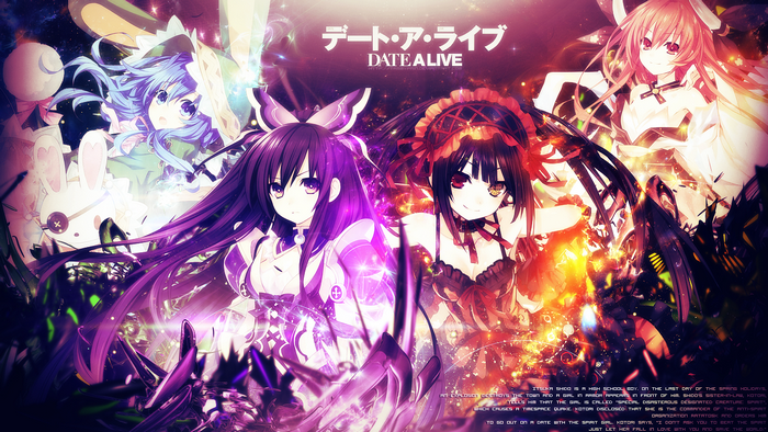Date A Live Anime Girls with Japanese Text