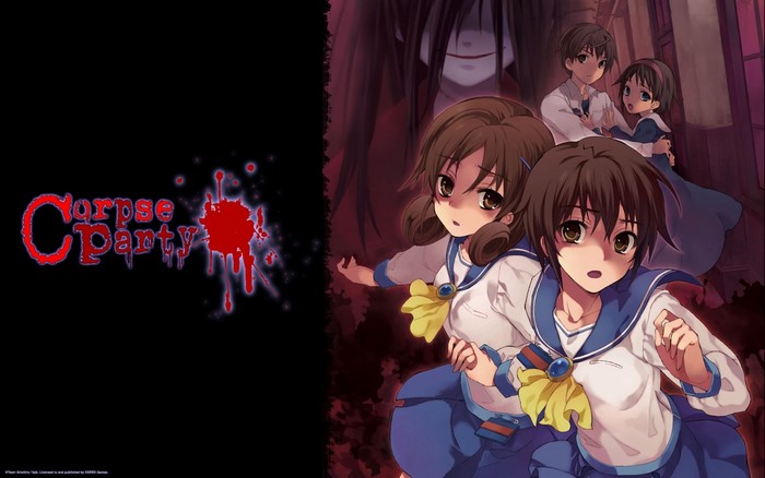 Corpse Party anime characters with horror ghost