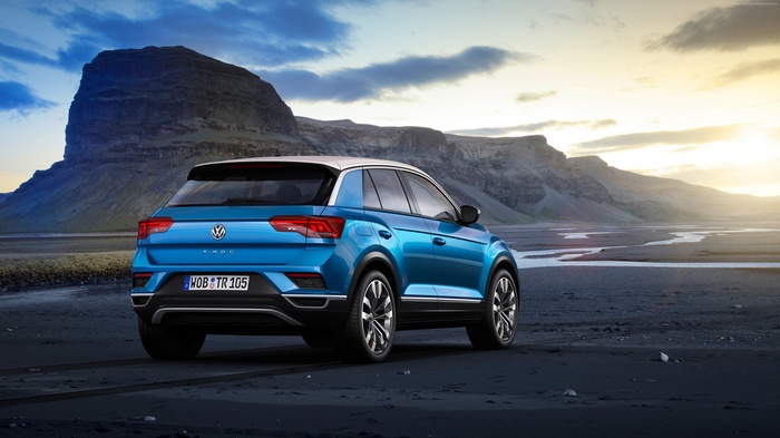 4K Volkswagen T-Roc in a rocky landscape