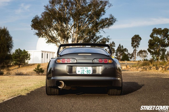 Dark Grey Toyota Supra with Spoiler