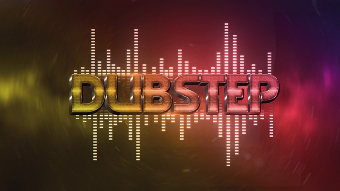 Dubstep text with equalizer and colorful background