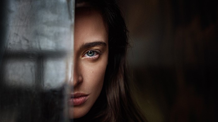 Portrait of a woman with blue eyes by Georgy Chernyadyev