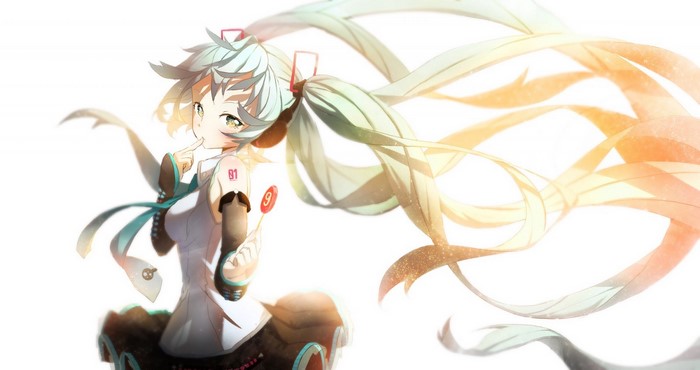 Hatsune Miku from Vocaloid with flowing hair