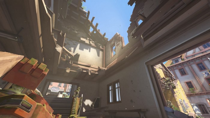 Eichenwalde Overwatch screenshot of destroyed buildings