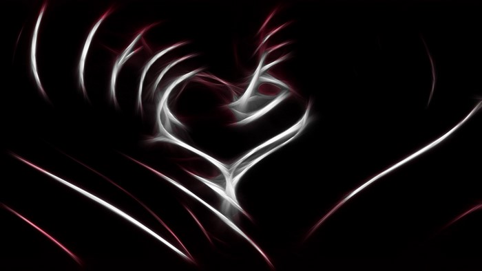 Fractal heart with red and white light