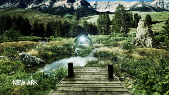 New Ark landscape with sphere and deer