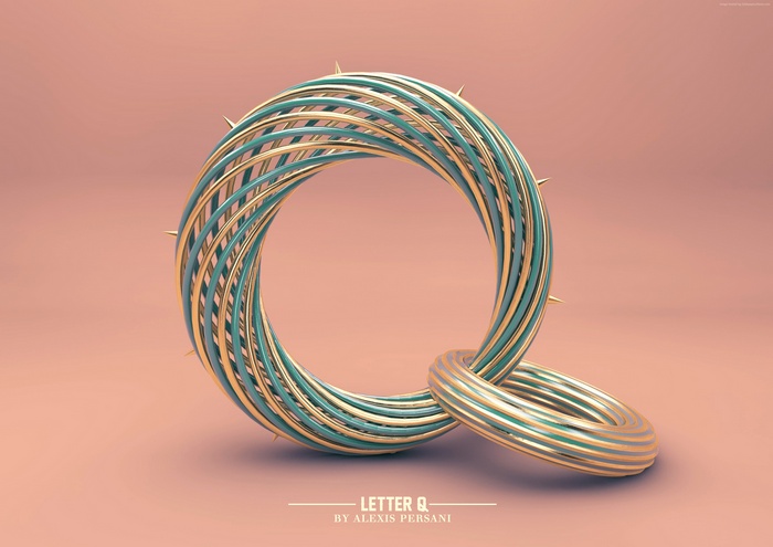 Letter Q 3D Typography 4K