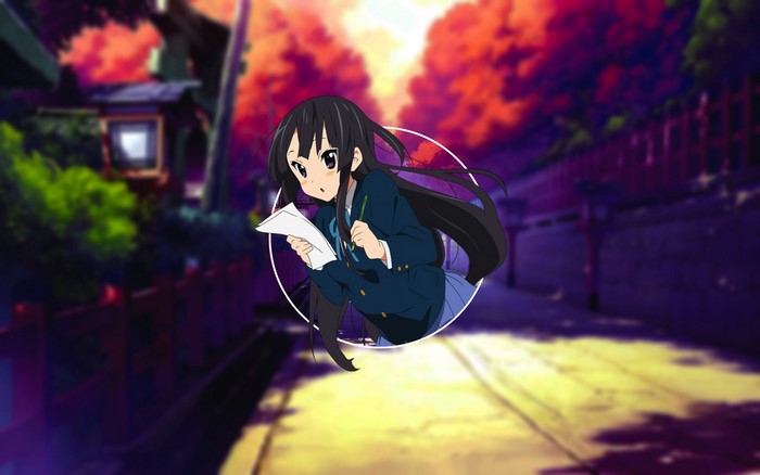 Akiyama Mio from K-On! holding paper and pencil