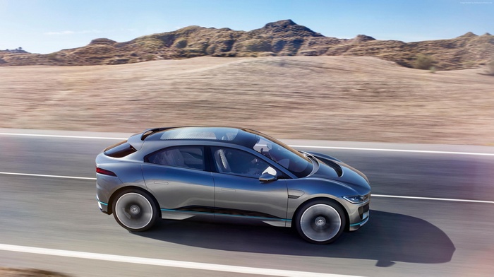 4K Jaguar I-Pace electric car on a road